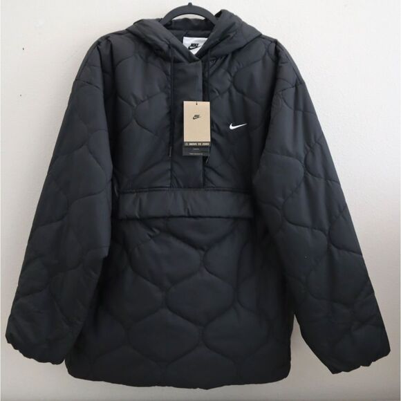 Nike FZ7364-010 Women's Sz L Black Sportswear Essential Quilted Anorak - Picture 1 of 13
